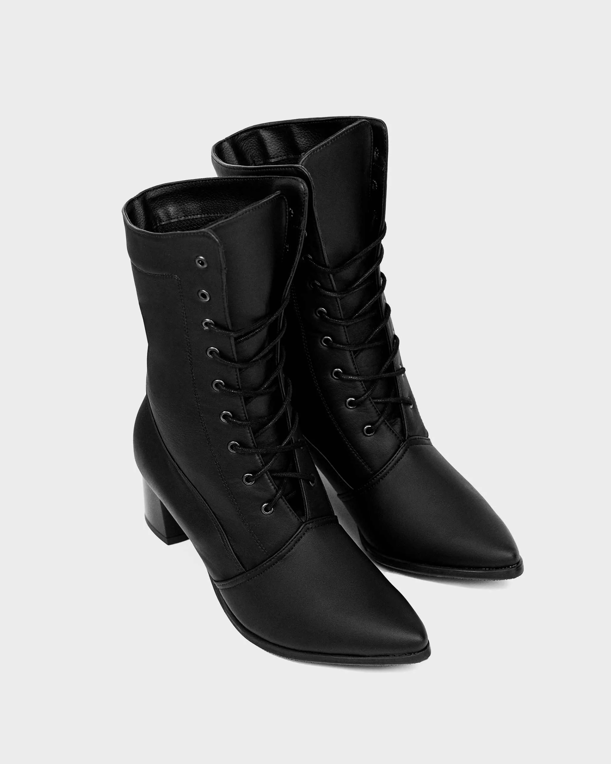 Women's Desserto Cactus Leather Vegan Ankle Boots | Black