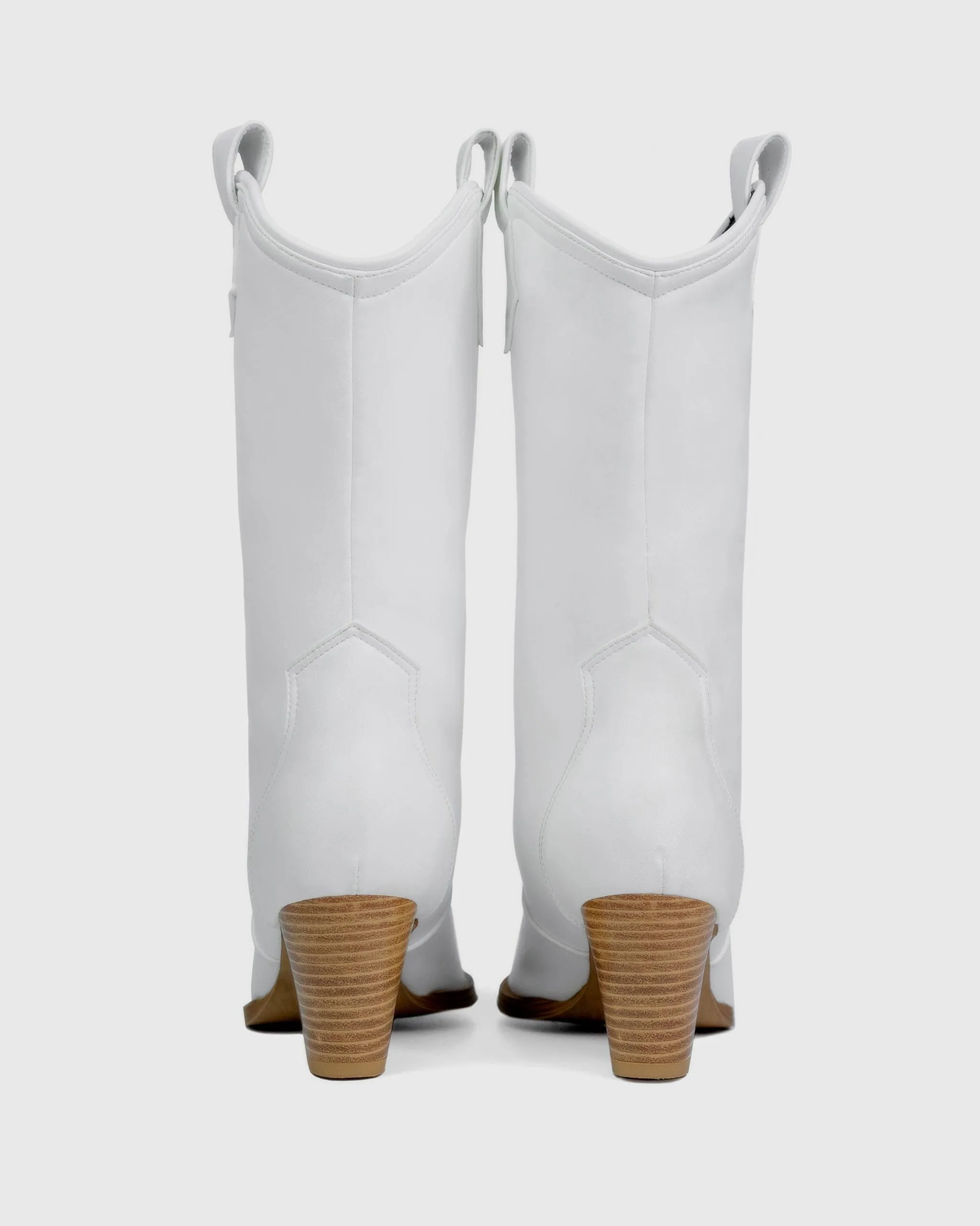 Women's Desserto Cactus Leather Vegan Heeled Cowboy Boots | White Nopal