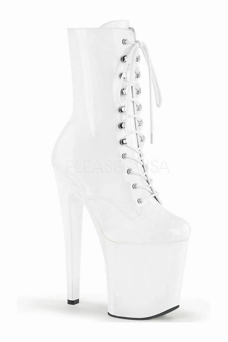 XTREME-1020 Platform Ankle Boot | White Patent