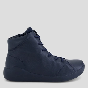 YORKERS XW - NAVY LEATHER SUEDE LACE UP BOOTS