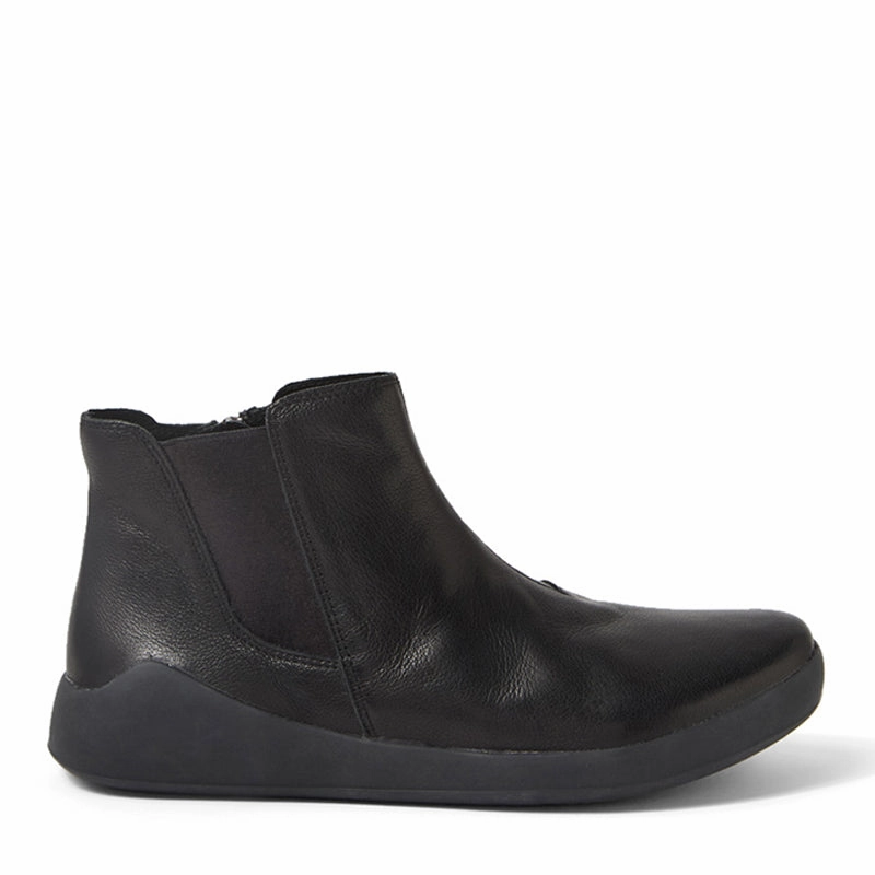 YUMBA XF - BLACK METALLIC LEATHER-ELASTIC ANKLE BOOTS