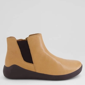YUMBA XF - DARK TAN-CHOC LEATHER ELASTIC ANKLE BOOTS