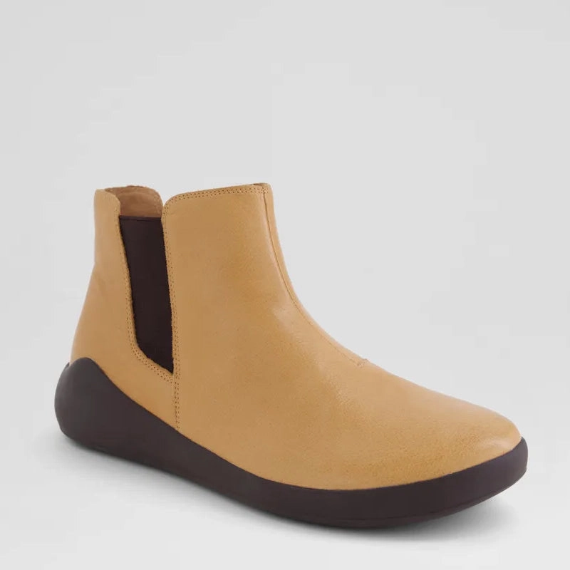 YUMBA XF - DARK TAN-CHOC LEATHER ELASTIC ANKLE BOOTS